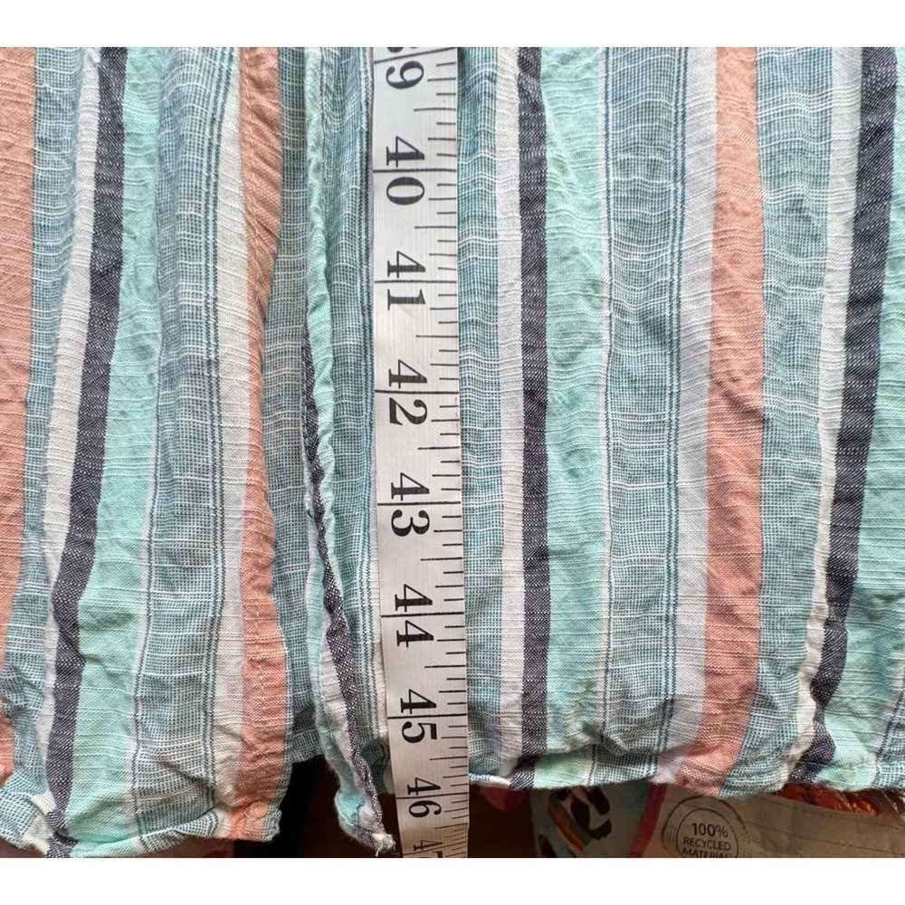Roxy Womens Striped Maxi Dress Mint Green Coral V-Neck Smocked Back Size Large - Picture 13 of 14